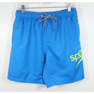 4/$25 SPEEDO Mens Size M Blue Neon Green Logo Swim Trunks
